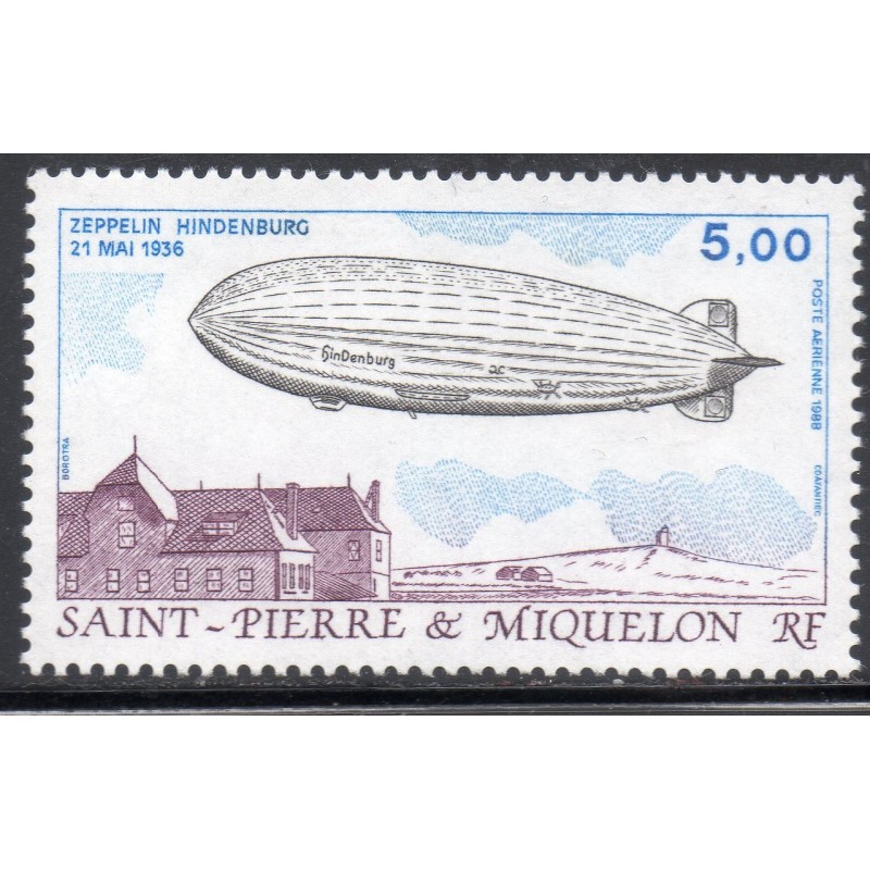 Timbre Saint Pierre poste aérienne 66 Zeppelin Hindenbourg neuf ** 1988