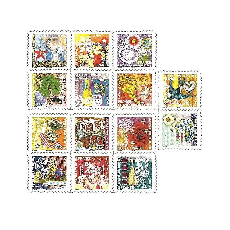 Autoadhésifs Yvert No 493-506 Timbres Meilleurs Voeux