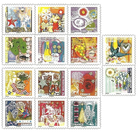 Autoadhésifs Yvert No 493-506 Timbres Meilleurs Voeux