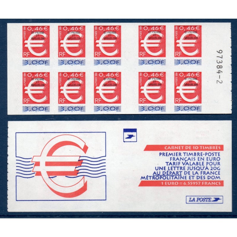 Timbre Saint Pierre et miquelon Carnet C700 symbole euro neuf ** 1999