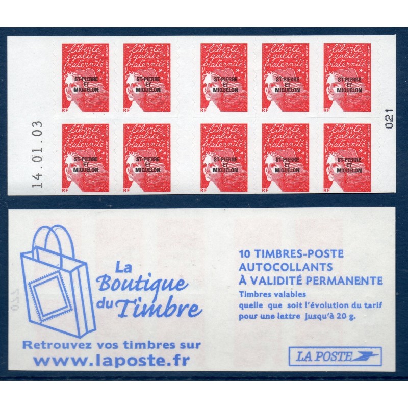 Timbre Saint Pierre et miquelon Carnet C791 Marianne de Luquet neuf ** 2003