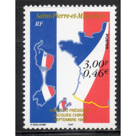 Timbre Saint Pierre et Miquelon 703 Visite Jacques Chirac neuf ** 1999