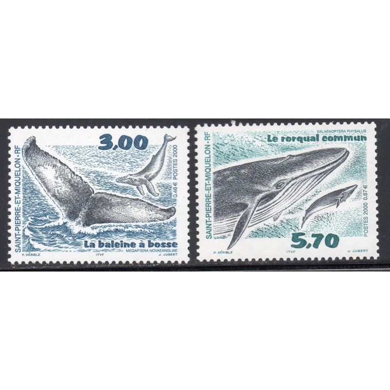 Timbre Saint Pierre et Miquelon 707-708 cétacés neuf ** 2000