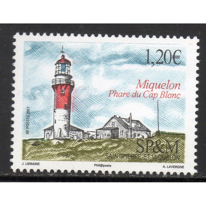 Timbre Saint Pierre et Miquelon 1191 Phare du Cap Blanc neuf ** 2017