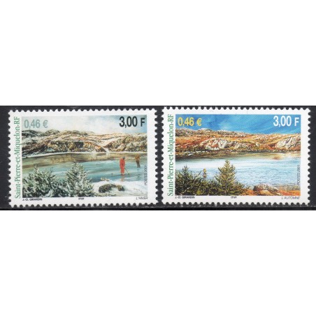 Timbre Saint Pierre et Miquelon 744-745 Automne et hiver neuf ** 2001