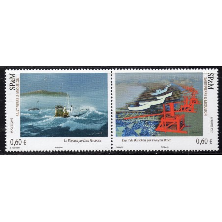 Timbre Saint Pierre et Miquelon 1053-1054 Peintres officiels de la marine neuf ** 2012