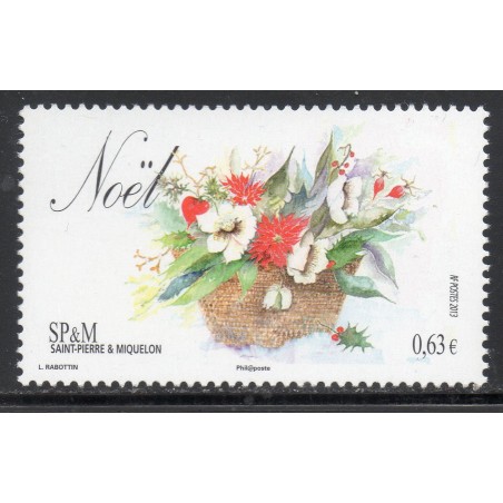 Timbre Saint Pierre et Miquelon 1096 Noël bouquet de fleurs neuf ** 2013