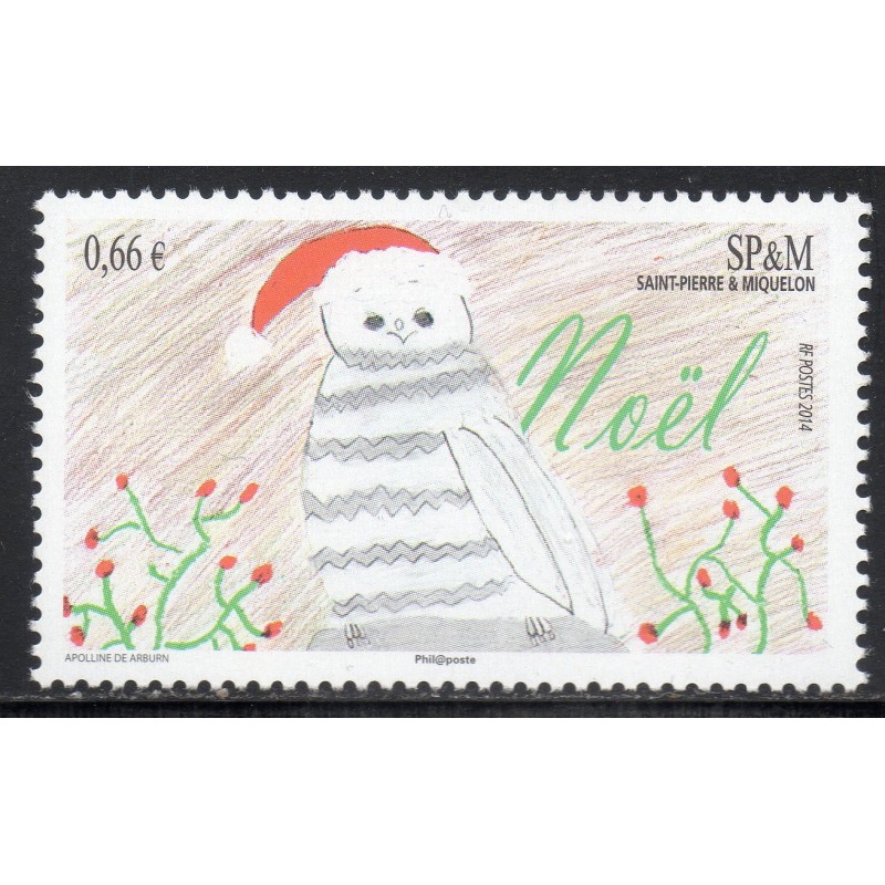 Timbre Saint Pierre et Miquelon 1122 Dessin d'enfant Noël neuf ** 2014