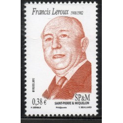 Timbre Saint Pierre et Miquelon 1127 Francis Leroux neuf ** 2015