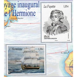 Timbres Saint Pierre et Miquelon 1137-1138 Voyage inaugural de l'Hermione neufs ** 2015
