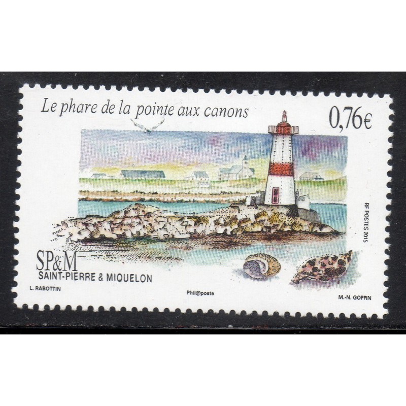 Timbre Saint Pierre et Miquelon 1140 Phare de la pointe aux canons neuf ** 2015