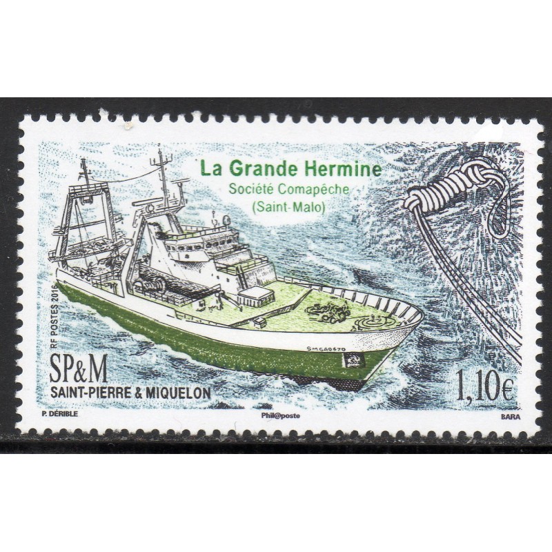 Timbre Saint Pierre et Miquelon 1150 Chalutier La grande Hermine neuf ** 2016