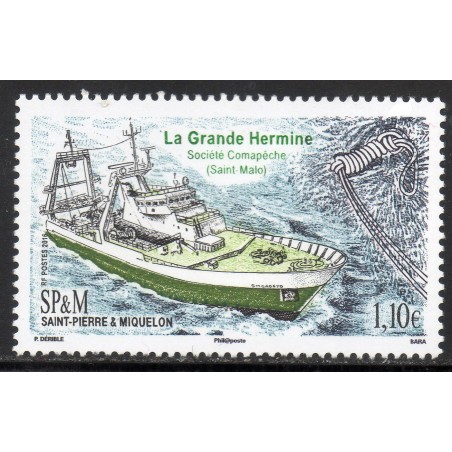 Timbre Saint Pierre et Miquelon 1150 Chalutier La grande Hermine neuf ** 2016