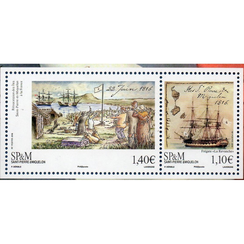 Timbres Saint Pierre et Miquelon 1164-1165 Rétrocession de Saint Pierre à la France neufs ** 2016