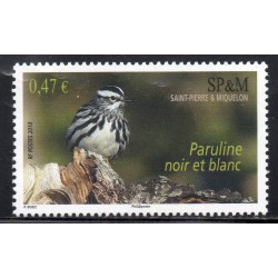 Timbre Saint Pierre et Miquelon 972 Paruline noir et blanc neuf ** 2010