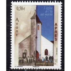 Timbre Saint Pierre et Miquelon 1000 Eglise de l'Ile aux Marins neuf ** 2011