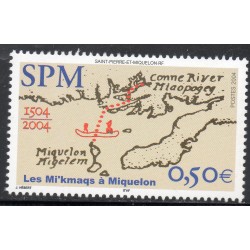 Timbre Saint Pierre et Miquelon 818 Indiens Mi'Kmaqs à Miquelon neuf ** 2004