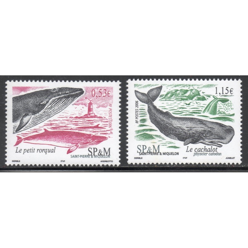 Timbre Saint Pierre et Miquelon 863-864 Faune cétacés neuf ** 2006