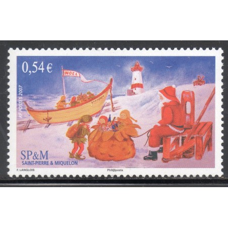 Timbre Saint Pierre et Miquelon 910 Le Père Noël et sa hotte neuf ** 2007