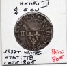 1/4 ou quart d'Ecu Croix de Face 1587 T Nantes Henri III pièce de monnaie royale