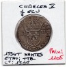 1/4 ou quart d'Ecu Croix de Face 1594 T Nantes Charles X pièce de monnaie royale