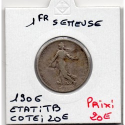 1 franc Semeuse Argent 1906 TB, France pièce de monnaie