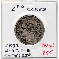 2 Francs Cérès 1887 TTB, France pièce de monnaie