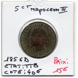 5 centimes Napoléon III tête nue 1856 D Lyon TTB, France pièce de monnaie