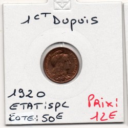1 centime Dupuis 1920 Spl, France pièce de monnaie