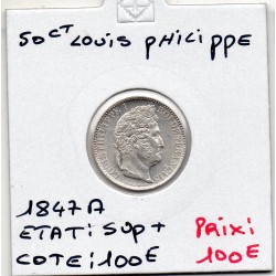 50 centimes Louis Philippe 1847 A Paris Sup+, France pièce de monnaie