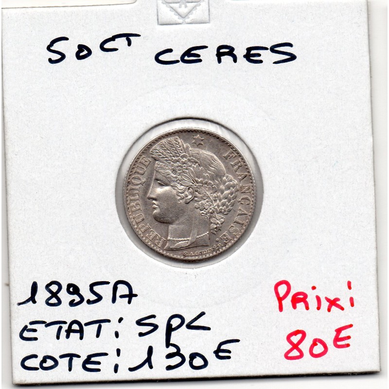 50 centimes Cérès 1895 A Paris Spl, France pièce de monnaie