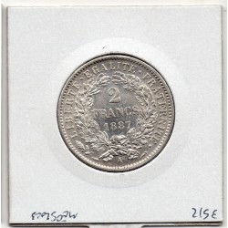 2 Francs Cérès 1887 Spl, France pièce de monnaie