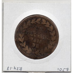 1 décime siège Strasbourg 1815 BB Napoléon 1er B, France pièce de monnaie