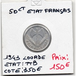 50 centimes Francisque Bazor 1943 Lourde TTB, France pièce de monnaie