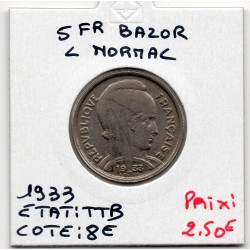 5 francs Bédoucette Bazor 1933 TTB, France pièce de monnaie