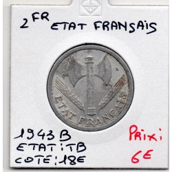 2 francs Francisque Bazor 1943 B Beaumont TB, France pièce de monnaie