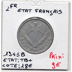 2 francs Francisque Bazor 1943 B Beaumont TB+, France pièce de monnaie
