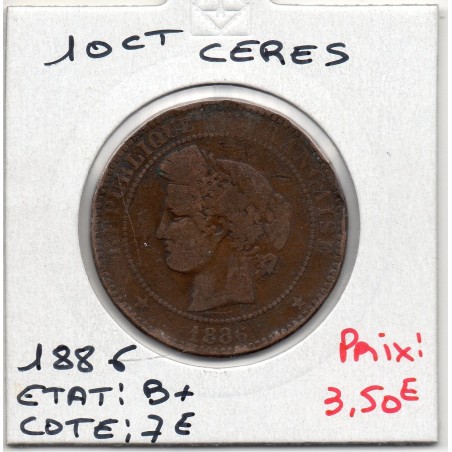 10 centimes Cérès 1886 A Paris B, France pièce de monnaie