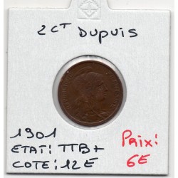 2 centimes Dupuis 1901 TTB+, France pièce de monnaie