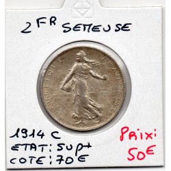2 Francs Semeuse Argent 1914 C Castelsarrasin Sup+, France pièce de monnaie