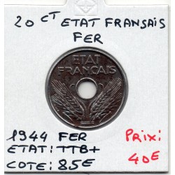 20 centimes état Français 1944 fer TTB+, France pièce de monnaie