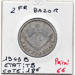 2 francs Francisque Bazor 1943 B Beaumont TB, France pièce de monnaie