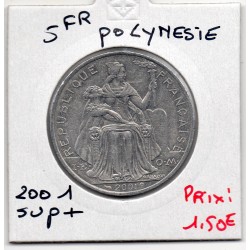 Polynésie Française 5 Francs 2001 Sup+, Lec 63f pièce de monnaie