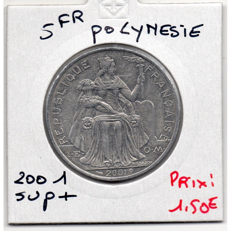 Polynésie Française 5 Francs 2001 Sup+, Lec 63f pièce de monnaie Polynésie Française 5 Francs 2001 Sup+, Lec 63f pièce de monnaie