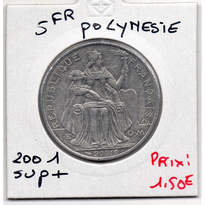 Polynésie Française 5 Francs 2001 Sup+, Lec 63f pièce de monnaie