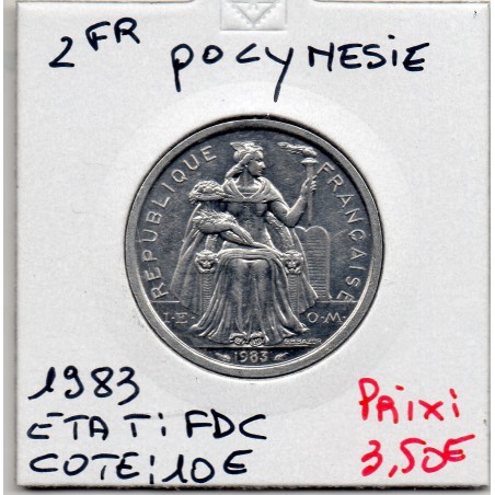 Polynésie Française 2 Francs 1984 FDC, Lec 33 pièce de monnaie