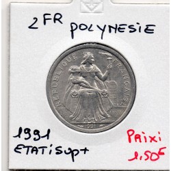 Polynésie Française 2 Francs 1991 Sup+, Lec 42 pièce de monnaie
