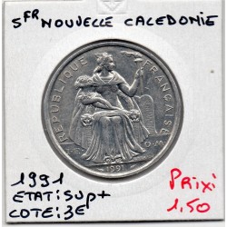 Nouvelle Calédonie 5 Francs 1991 Sup+, Lec 79 pièce de monnaie