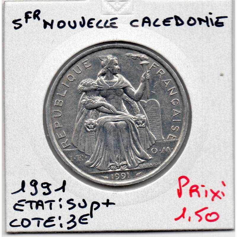 Nouvelle Calédonie 5 Francs 1991 Sup+, Lec 79 pièce de monnaie