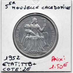 Nouvelle Calédonie 5 Francs 1952 TTB+, Lec 71 pièce de monnaie